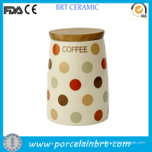 Custom Printing Dekorative Einzigartige Keramik Kaffee Jar mit Bambus Deckel
